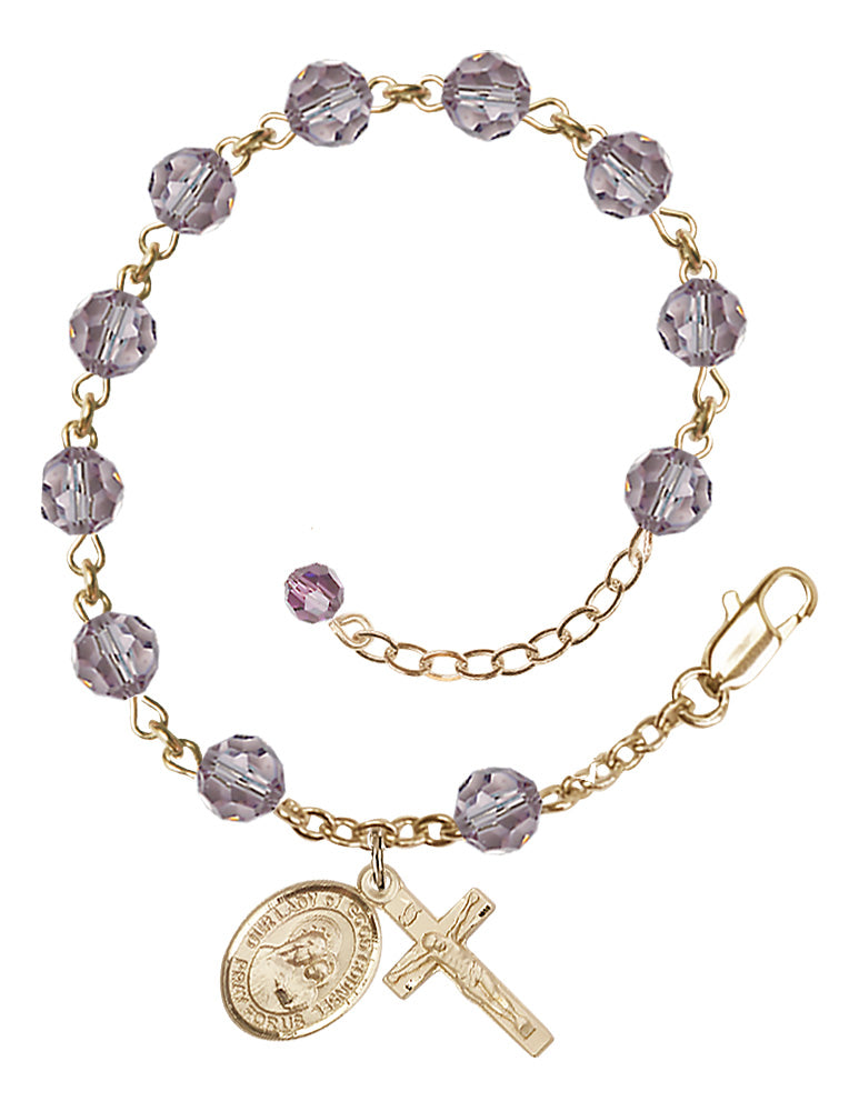 Our Lady of Good Counsel Rosary Bracelet - 14K Gold Filled - June - Light Amethyst