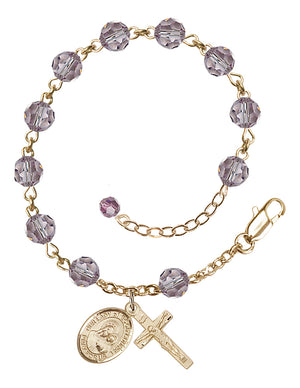 Our Lady of Good Counsel Rosary Bracelet - 14K Gold Filled - June - Light Amethyst