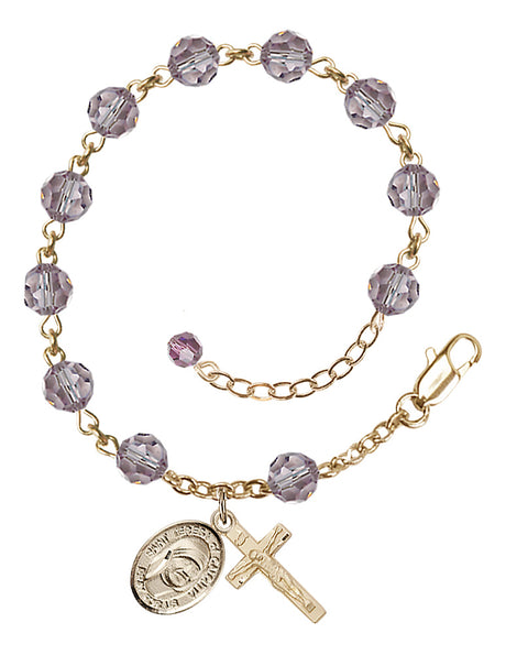Saint Teresa of Calcutta Rosary Bracelet - 14K Gold Filled - June - Light Amethyst
