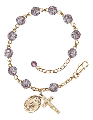 Virgin of the Globe Rosary Bracelet - 14K Gold Filled - June - Light Amethyst