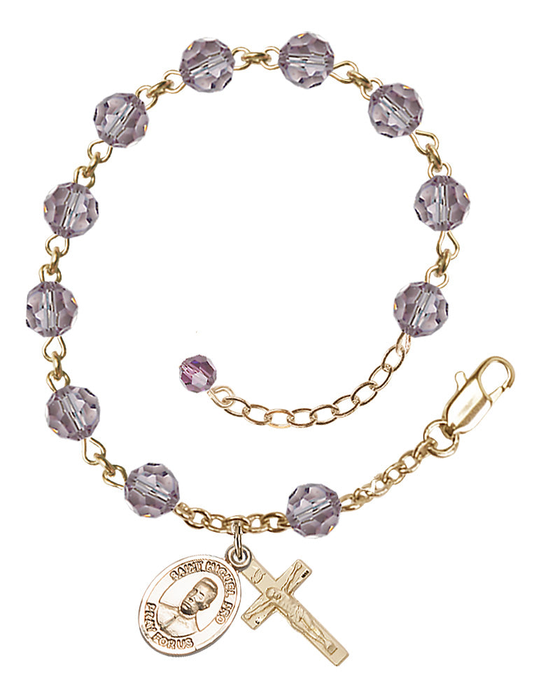Blessed Miguel Pro Rosary Bracelet - 14K Gold Filled - June - Light Amethyst