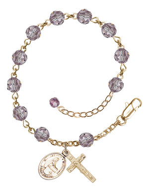 Blessed Emilee Doultremont Rosary Bracelet - 14K Gold Filled - June - Light Amethyst