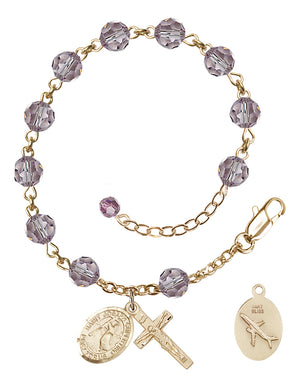 Saint Joseph of Cupertino Rosary Bracelet - 14K Gold - June - Light Amethyst