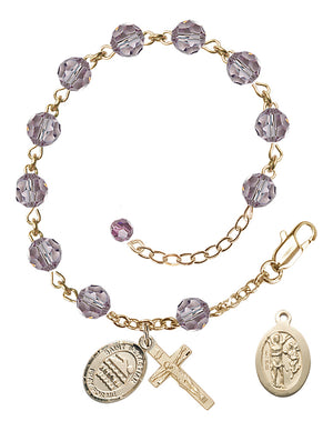 Saint Sebastian Swimming Rosary Bracelet - 14K Gold - June - Light Amethyst