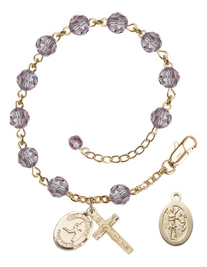 Saint Sebastian Track and Field Rosary Bracelet - 14K Gold - June - Light Amethyst