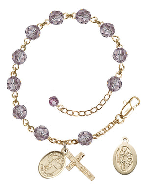 Saint Sebastian Volleyball Rosary Bracelet - 14K Gold - June - Light Amethyst