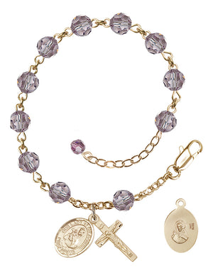Our Lady of Mount Carmel Rosary Bracelet - 14K Gold - June - Light Amethyst