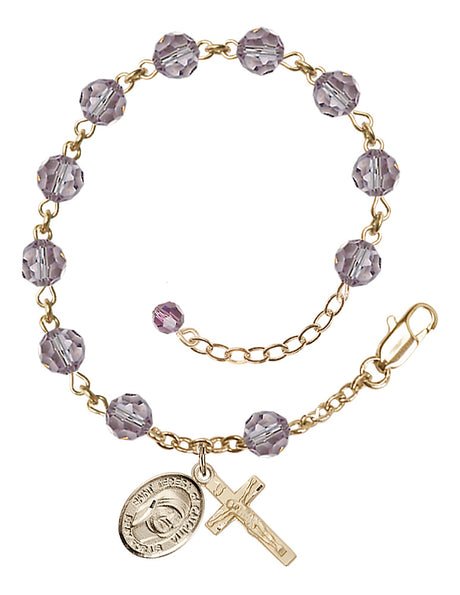 Saint Teresa of Calcutta Rosary Bracelet - 14K Gold - June - Light Amethyst