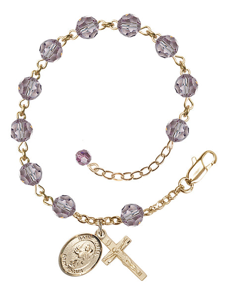 Saint Uriel the Archangel Rosary Bracelet - 14K Gold - June - Light Amethyst