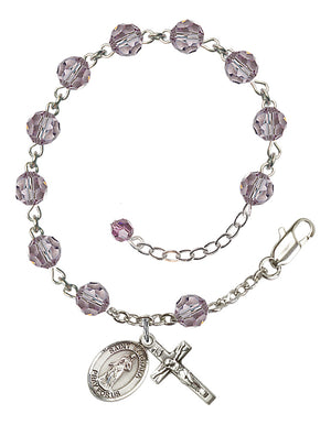 Saint Barbara Rosary Bracelet - Sterling Silver - June - Light Amethyst