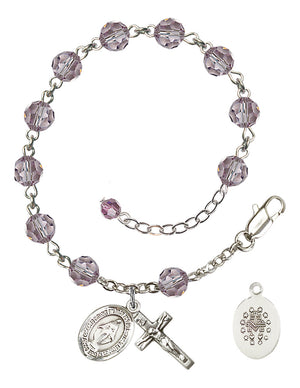 Miraculous Rosary Bracelet - Sterling Silver - June - Light Amethyst
