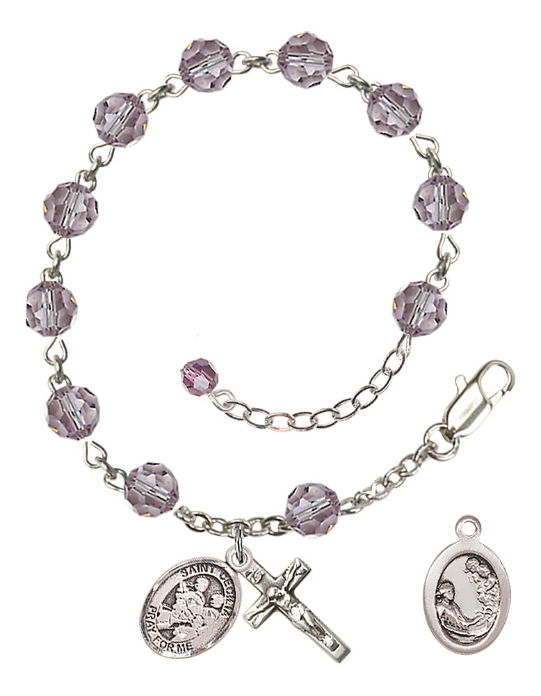 Saint Cecilia Marching Band Rosary Bracelet - Sterling Silver - June - Light Amethyst