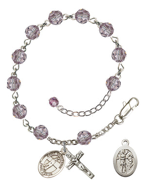 Saint Sebastian Volleyball Rosary Bracelet - Sterling Silver - June - Light Amethyst