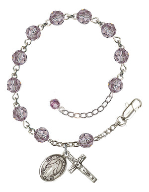 Our Lady of Peace Rosary Bracelet - Sterling Silver - June - Light Amethyst