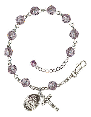 Our Lady of San Juan Rosary Bracelet - Sterling Silver - June - Light Amethyst