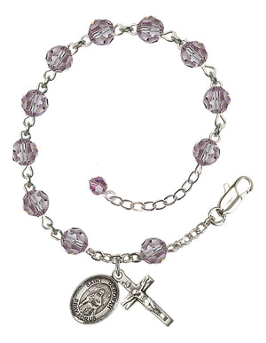 Saint Deborah Rosary Bracelet - Sterling Silver - June - Light Amethyst