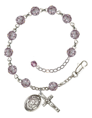 Our Lady of Mercy Rosary Bracelet - Sterling Silver - June - Light Amethyst