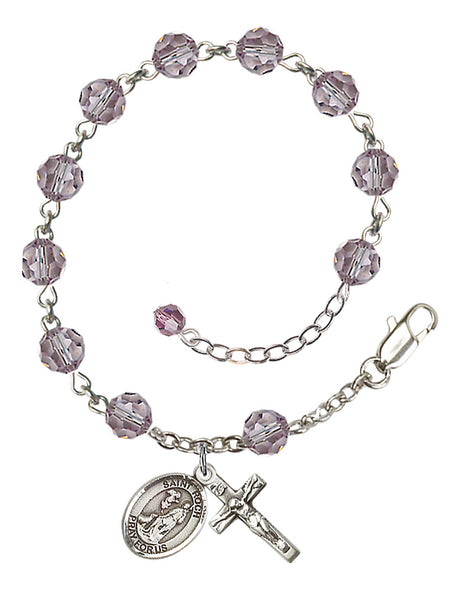Saint Roch Rosary Bracelet - Sterling Silver - June - Light Amethyst