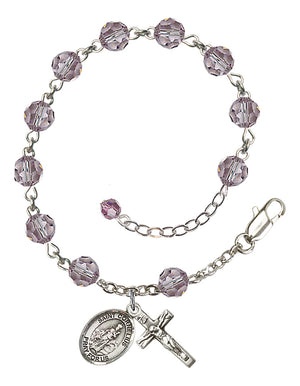 Saint Cornelius Rosary Bracelet - Sterling Silver - June - Light Amethyst
