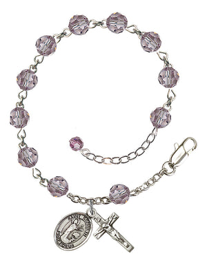 Saint Kenneth Rosary Bracelet - Sterling Silver - June - Light Amethyst