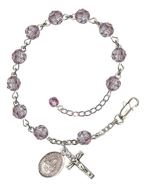 Our Lady of Grapes Rosary Bracelet - Sterling Silver - June - Light Amethyst