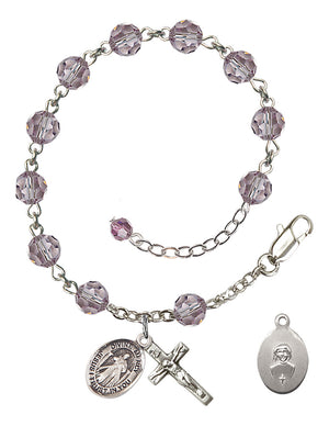 Divine Mercy Rosary Bracelet - Sterling Silver - June - Light Amethyst