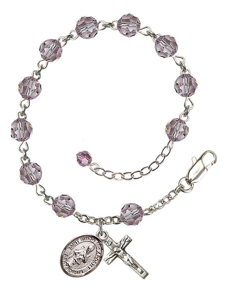 Saint Simon the Apostle Rosary Bracelet - Sterling Silver - June - Light Amethyst