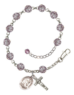 Blessed Herman the Cripple Rosary Bracelet - Sterling Silver - June - Light Amethyst