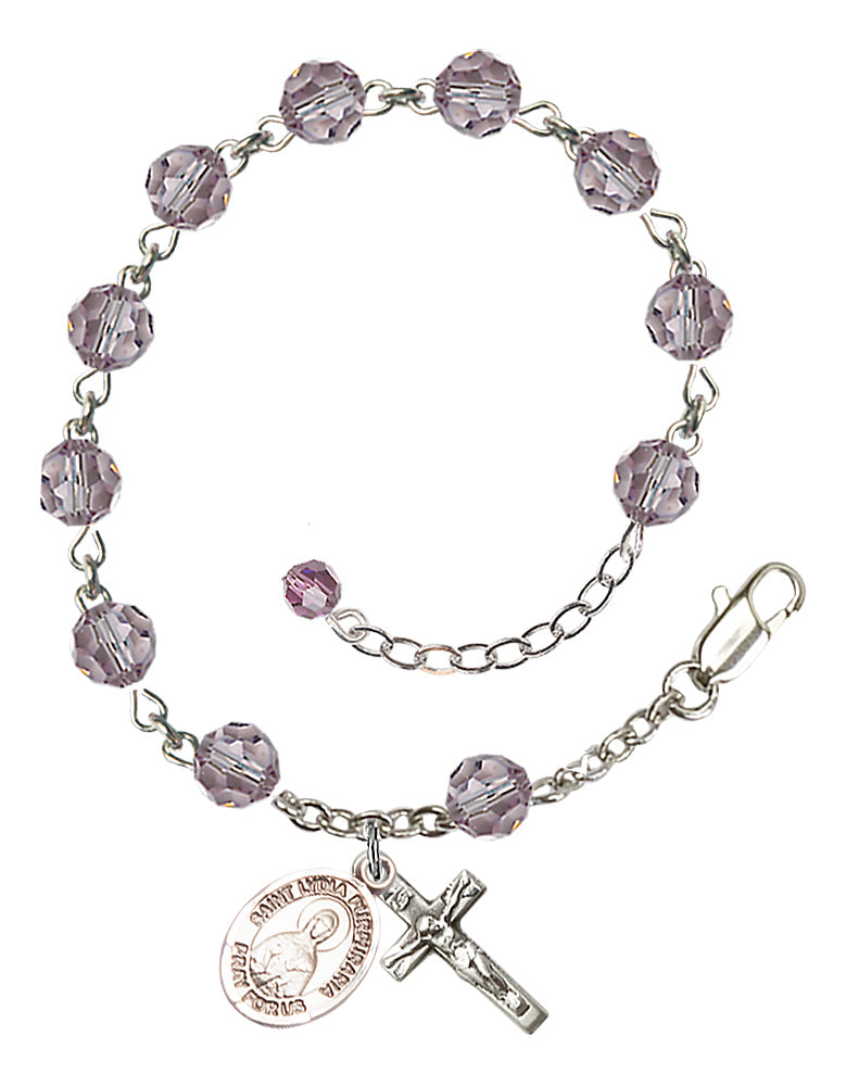 Saint Lydia Purpuraria Rosary Bracelet - Sterling Silver - June - Light Amethyst