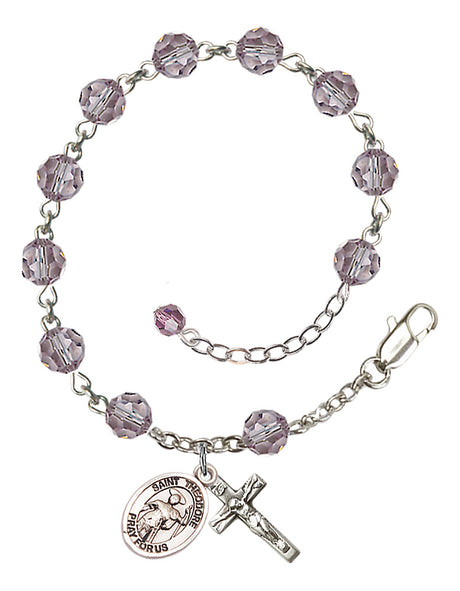 Saint Theodore Stratelates Rosary Bracelet - Sterling Silver - June - Light Amethyst
