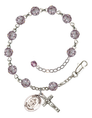 Saint Maron Rosary Bracelet - Sterling Silver - June - Light Amethyst