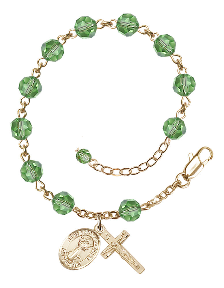Saint Francis of Assisi Rosary Bracelet - 14K Gold Filled - August - Peridot
