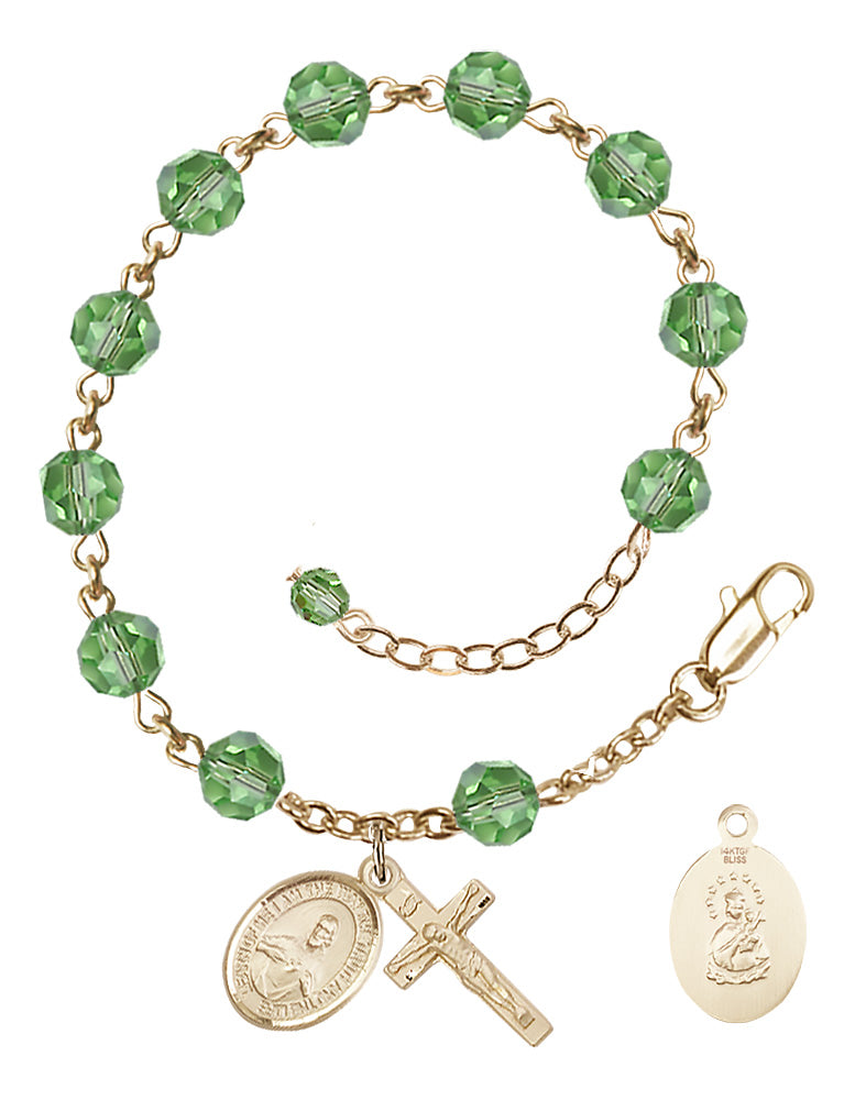 Scapular Rosary Bracelet - 14K Gold Filled - August - Peridot