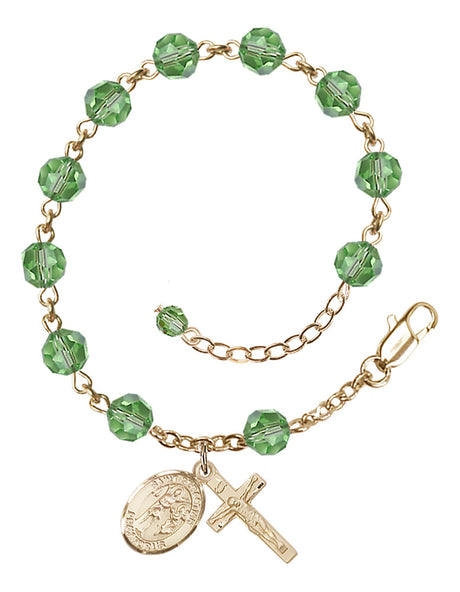 Saint Sebastian Rosary Bracelet - 14K Gold Filled - August - Peridot