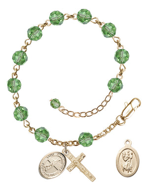 Saint Christopher Volleyball Rosary Bracelet - 14K Gold Filled - August - Peridot