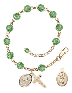 Saint Christopher Figure Skating Rosary Bracelet - 14K Gold Filled - August - Peridot