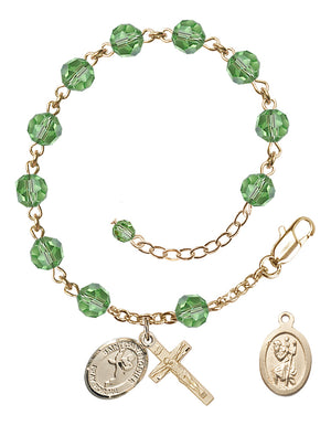 Saint Christopher Martial Arts Rosary Bracelet - 14K Gold Filled - August - Peridot