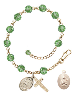 Saint Kateri Equestrian Rosary Bracelet - 14K Gold Filled - August - Peridot