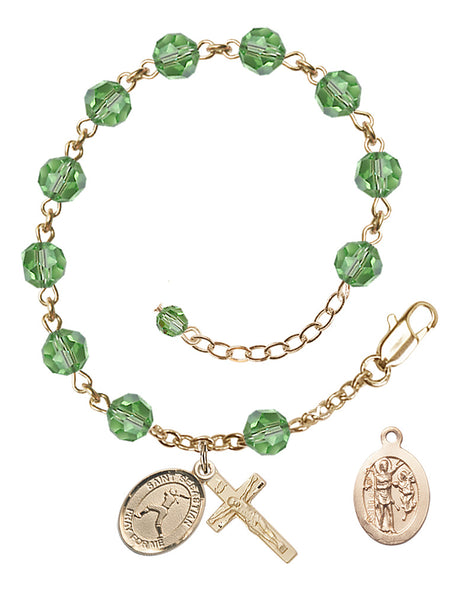 Saint Sebastian Softball Rosary Bracelet - 14K Gold Filled - August - Peridot