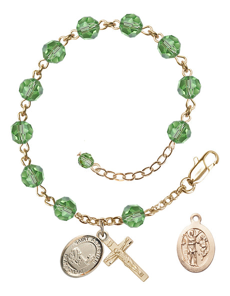Saint Sebastian Fishing Rosary Bracelet - 14K Gold Filled - August - Peridot