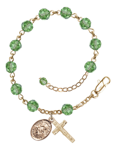 Saints Peter & Paul Rosary Bracelet - 14K Gold Filled - August - Peridot