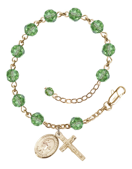 Saint Zachary Rosary Bracelet - 14K Gold - August - Peridot
