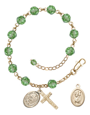 Saint Christopher Lacrosse Rosary Bracelet - 14K Gold - August - Peridot