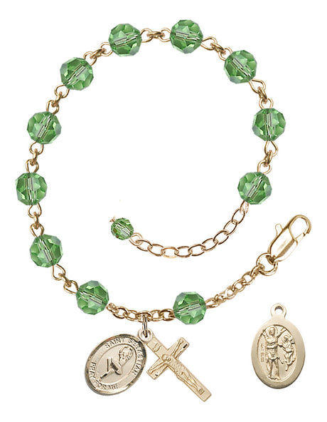 Saint Sebastian Dance Rosary Bracelet - 14K Gold - August - Peridot