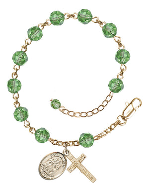 Saint Cecilia Choir Rosary Bracelet - 14K Gold - August - Peridot