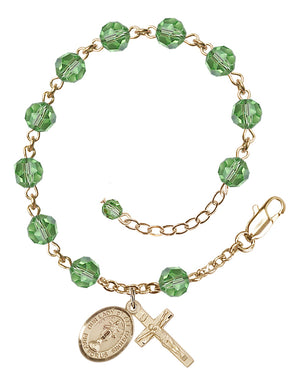 Our Lady of All Nations Rosary Bracelet - 14K Gold - August - Peridot