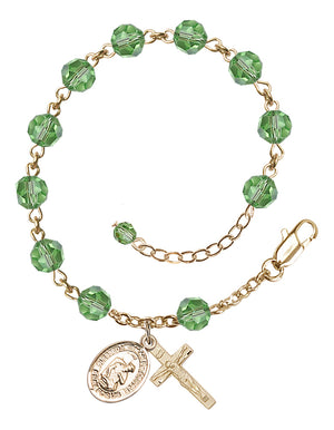 Blessed Herman the Cripple Rosary Bracelet - 14K Gold - August - Peridot