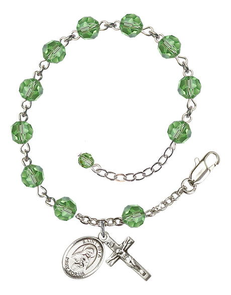 Saint Rita of Cascia Rosary Bracelet - Sterling Silver - August - Peridot