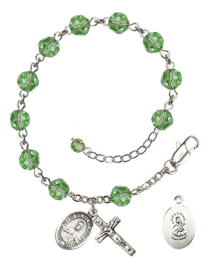 Scapular Rosary Bracelet - Sterling Silver - August - Peridot