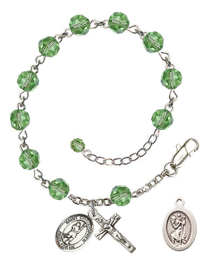 Saint Christopher Lacrosse Rosary Bracelet - Sterling Silver - August - Peridot